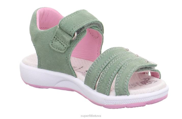 emily - basutės su velcro užsegimu mažyliai Superfit T20D680 sandalai šviesiai žalia/rožinė