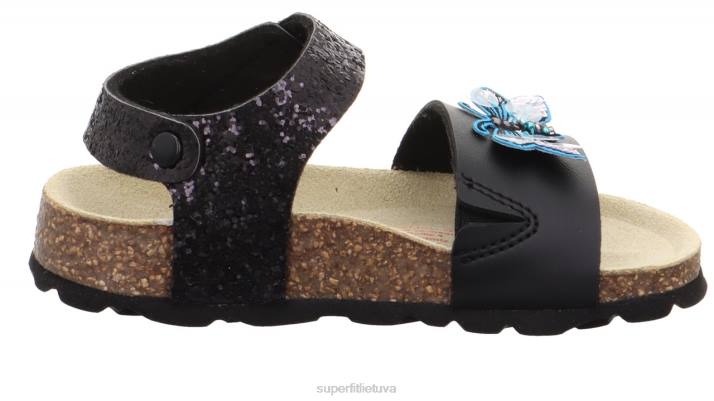fussbettpantoffel - basutės su velcro užsegimu mažyliai Superfit T20D551 sandalai juodas