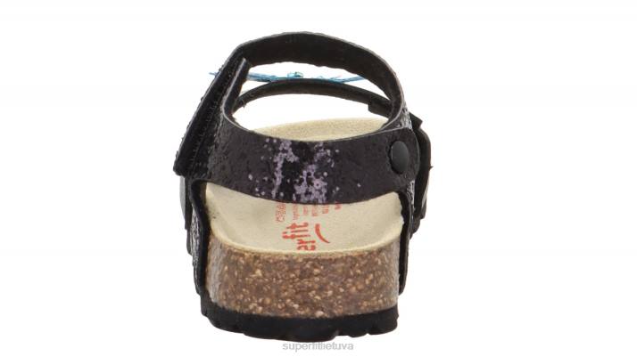 fussbettpantoffel - basutės su velcro užsegimu mažyliai Superfit T20D551 sandalai juodas