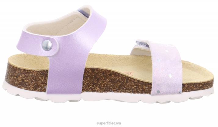 fussbettpantoffel - basutės su velcro užsegimu mažyliai Superfit T20D553 sandalai violetinė