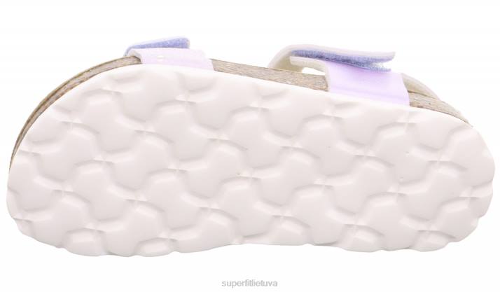 fussbettpantoffel - basutės su velcro užsegimu mažyliai Superfit T20D553 sandalai violetinė