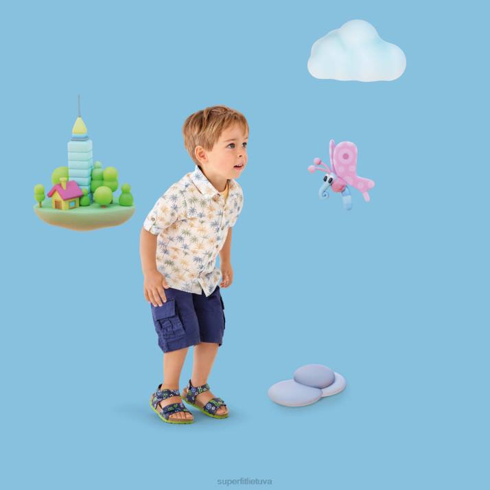 fussbettpantoffel - basutės su velcro užsegimu mažyliai Superfit T20D555 sandalai mėlyna Žalia