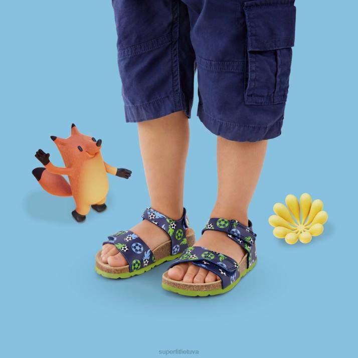 fussbettpantoffel - basutės su velcro užsegimu mažyliai Superfit T20D555 sandalai mėlyna Žalia