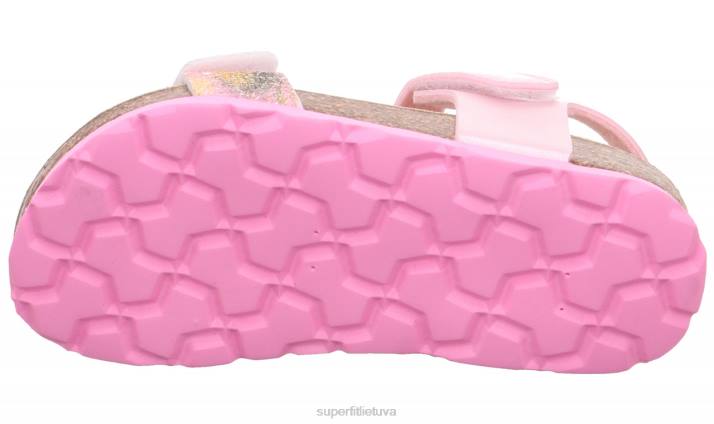 fussbettpantoffel - basutės su velcro užsegimu mažyliai Superfit T20D570 sandalai rožinė/daugiaspalvė