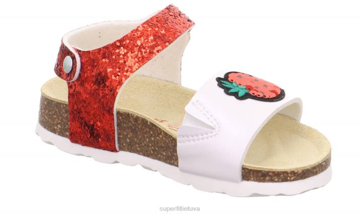 fussbettpantoffel - basutės su velcro užsegimu mažyliai Superfit T20D571 sandalai raudona/balta