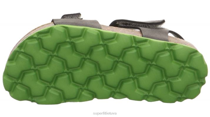 fussbettpantoffel - basutės su velcro užsegimu mažyliai Superfit T20D575 sandalai pilka/žalia