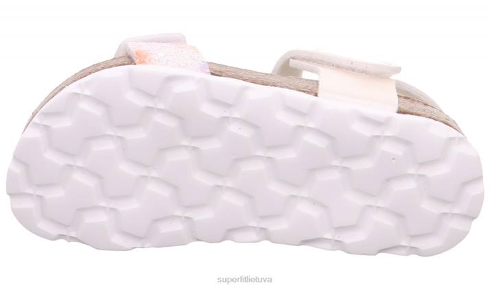 fussbettpantoffel - basutės su velcro užsegimu mažyliai Superfit T20D585 sandalai baltas/daugiaspalvis