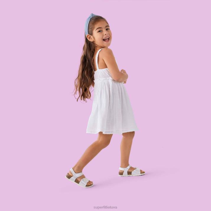 fussbettpantoffel - basutės su velcro užsegimu mažyliai Superfit T20D685 sandalai baltas