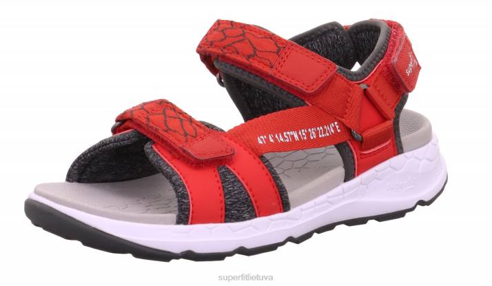 kryžminiai sandalai su velcro užsegimu mažyliai Superfit T20D612 sandalai raudona/pilka