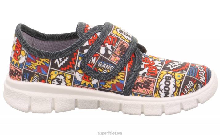 bobby - šlepetė su velcro užsegimu mažyliai Superfit T20D557 šlepetės pilka/ įvairiaspalvė