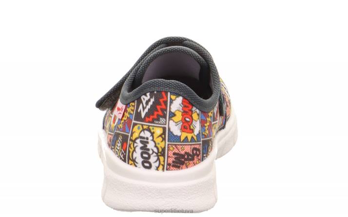 bobby - šlepetė su velcro užsegimu mažyliai Superfit T20D557 šlepetės pilka/ įvairiaspalvė