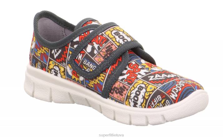 bobby - šlepetė su velcro užsegimu mažyliai Superfit T20D557 šlepetės pilka/ įvairiaspalvė