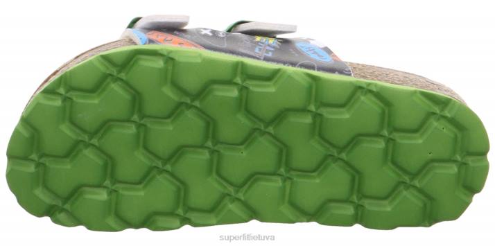 fussbettpantoffel - šlepetė su sagtimi mažyliai Superfit T20D549 šlepetės juoda/daugiaspalvė