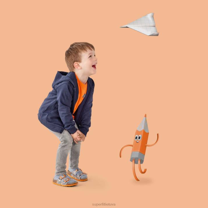 fussbettpantoffel - šlepetė su sagtimi mažyliai Superfit T20D591 šlepetės pilka/oranžinė