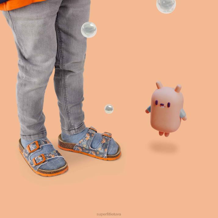 fussbettpantoffel - šlepetė su sagtimi mažyliai Superfit T20D591 šlepetės pilka/oranžinė