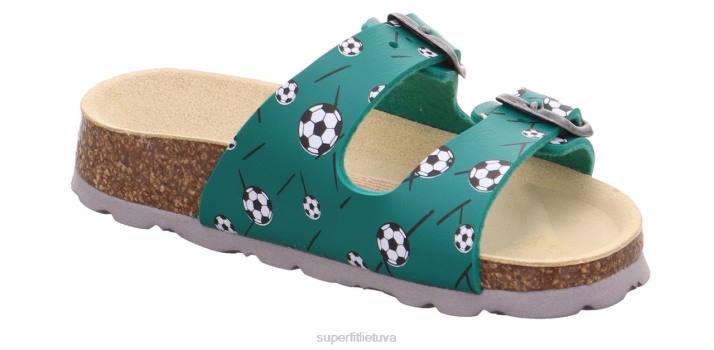 fussbettpantoffel - šlepetė su sagtimi mažyliai Superfit T20D592 šlepetės žalias