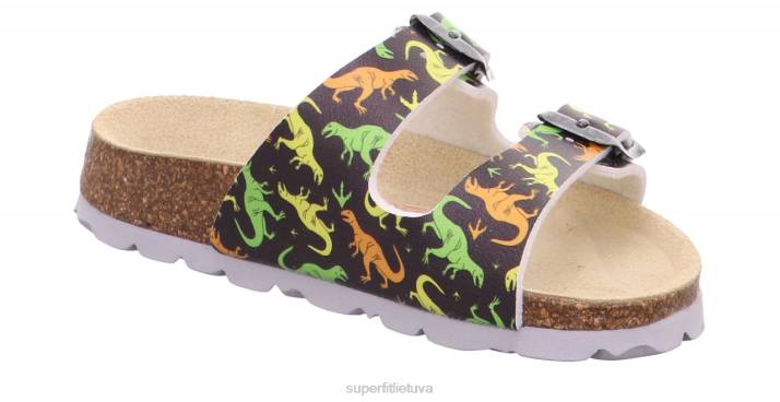 fussbettpantoffel - šlepetė su sagtimi mažyliai Superfit T20D599 šlepetės pilka