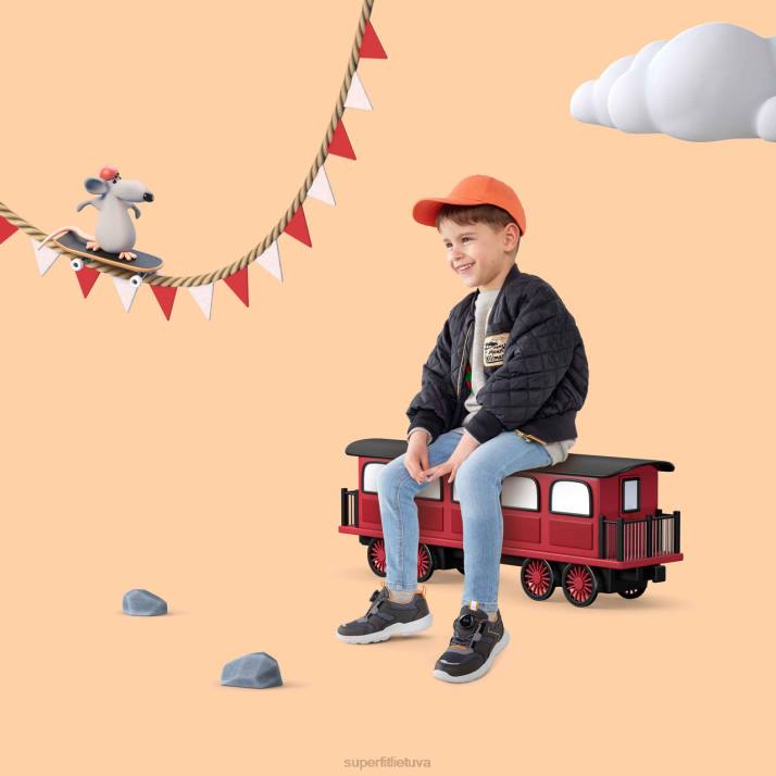 rush - sportbačiai žemi su boa fit sistema vaikai ir paaugliai Superfit T20D536 sportbačiai pilka/oranžinė