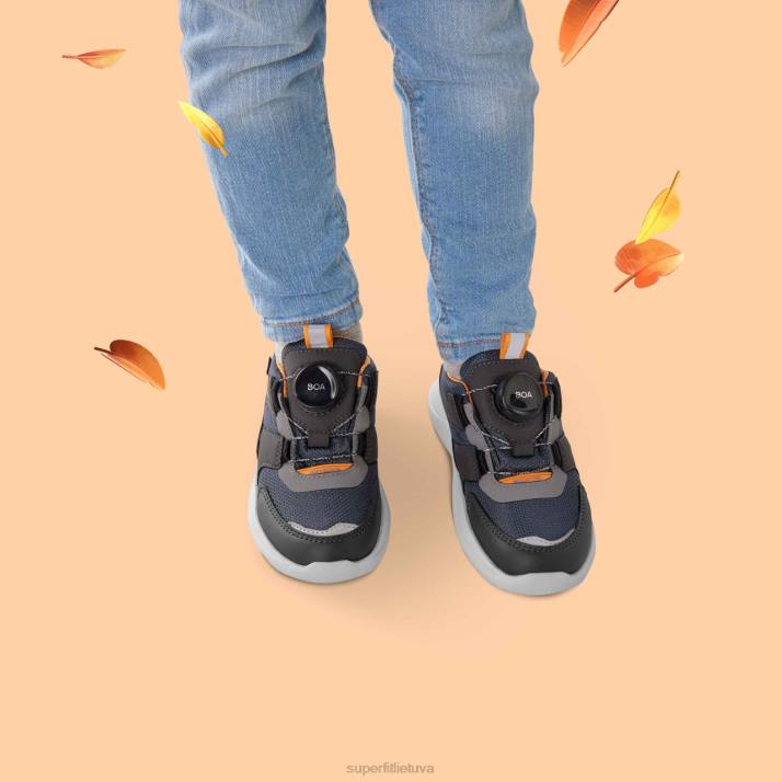 rush - sportbačiai žemi su boa fit sistema vaikai ir paaugliai Superfit T20D536 sportbačiai pilka/oranžinė